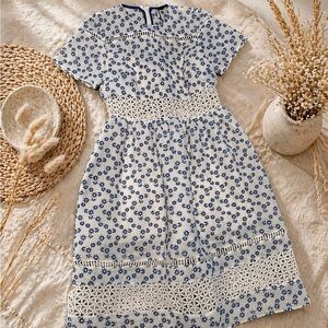 Topshop White Dress with Navy Floral Print